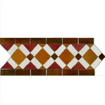 Mosaic House Moroccan tile Fes B 8-7-19-1 Ochre Red Brown White  zellige, mosaic, zellij, border, glaze, traditonal, classic 